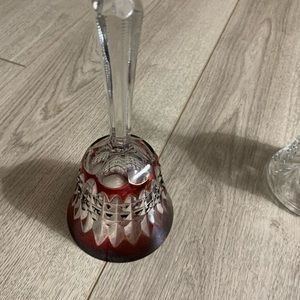 Vintage Handcut Bell-Shaped Crystal Red and Clear Faceted.  Very Good Condition.
